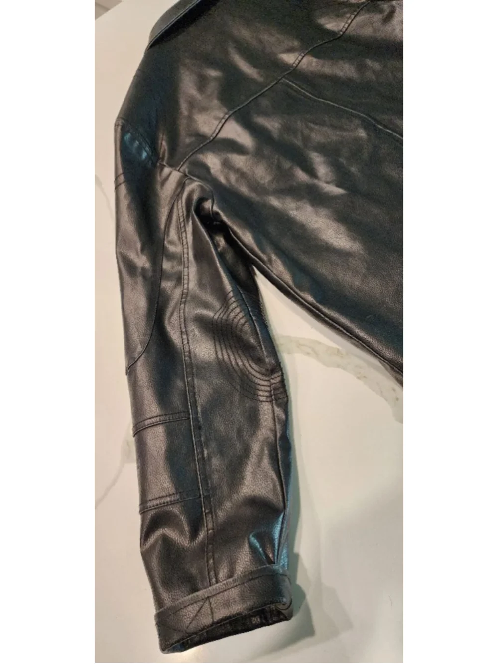 Guess Black Faux Leather Hooded Biker Jacket Zip Pockets Men's Gary Size L